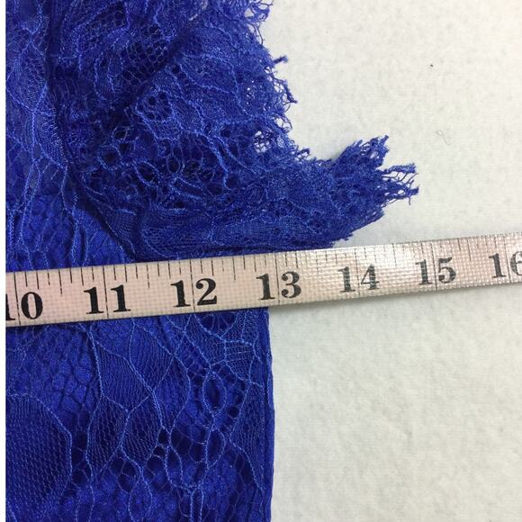 GIRL'S PARTY DRESS SZ 6-7Y royal blue lace chiffon ruffle sleeve maxi NEW B74 - Picture 4 of 7